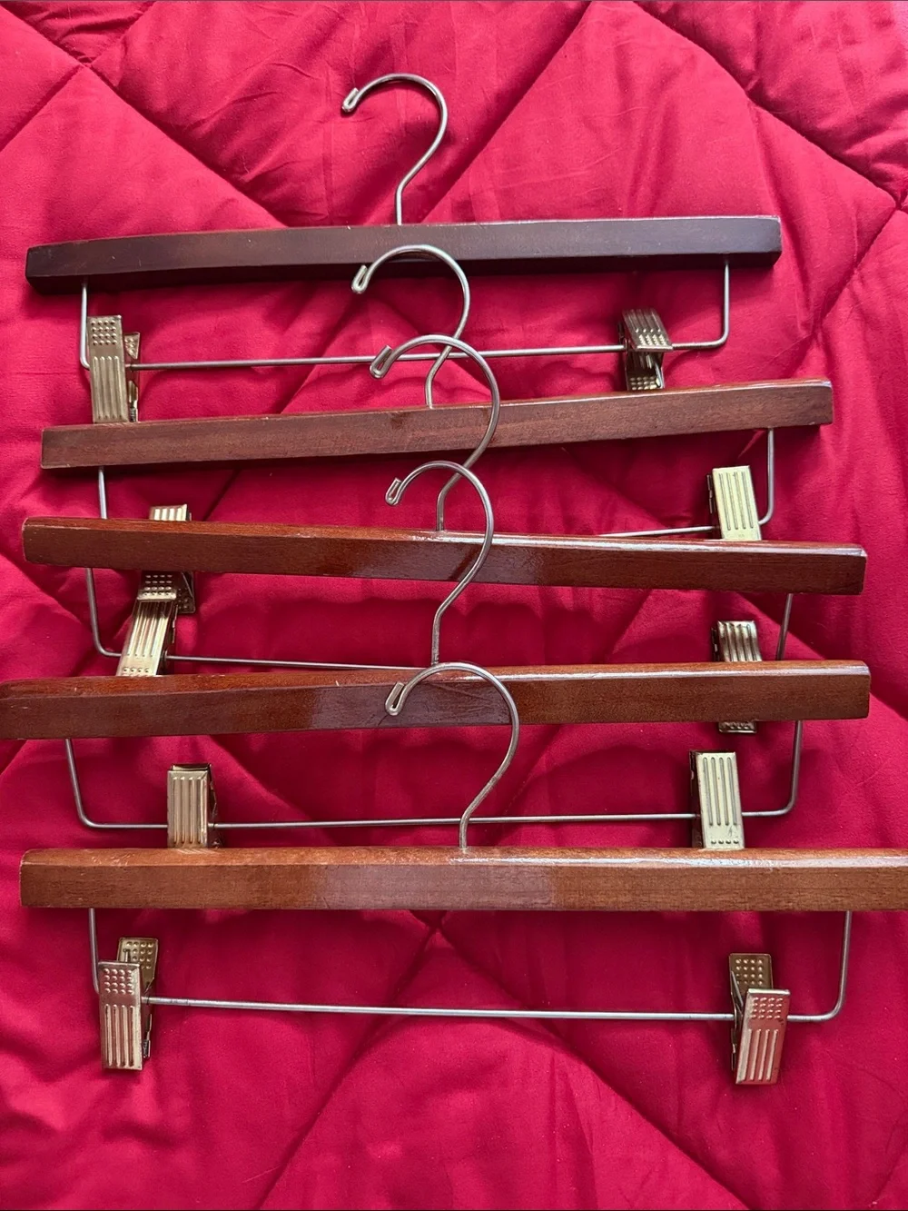 Wooden Clip Hangers in Deep Red - Home Wall Decor